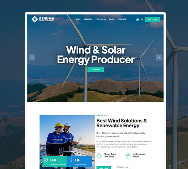 Wind & Solar Energy WordPress Theme