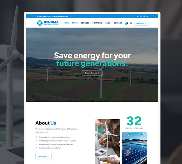 Wind & Solar Energy WordPress Theme