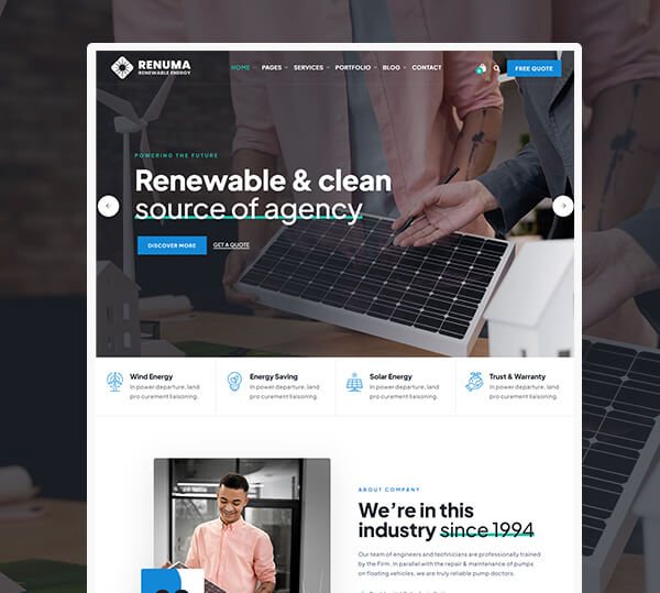 Wind & Solar Energy WordPress Theme