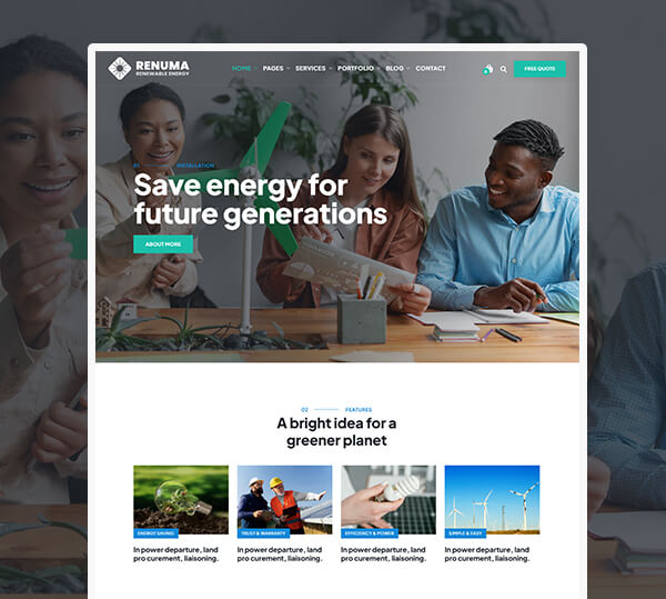 Wind & Solar Energy WordPress Theme